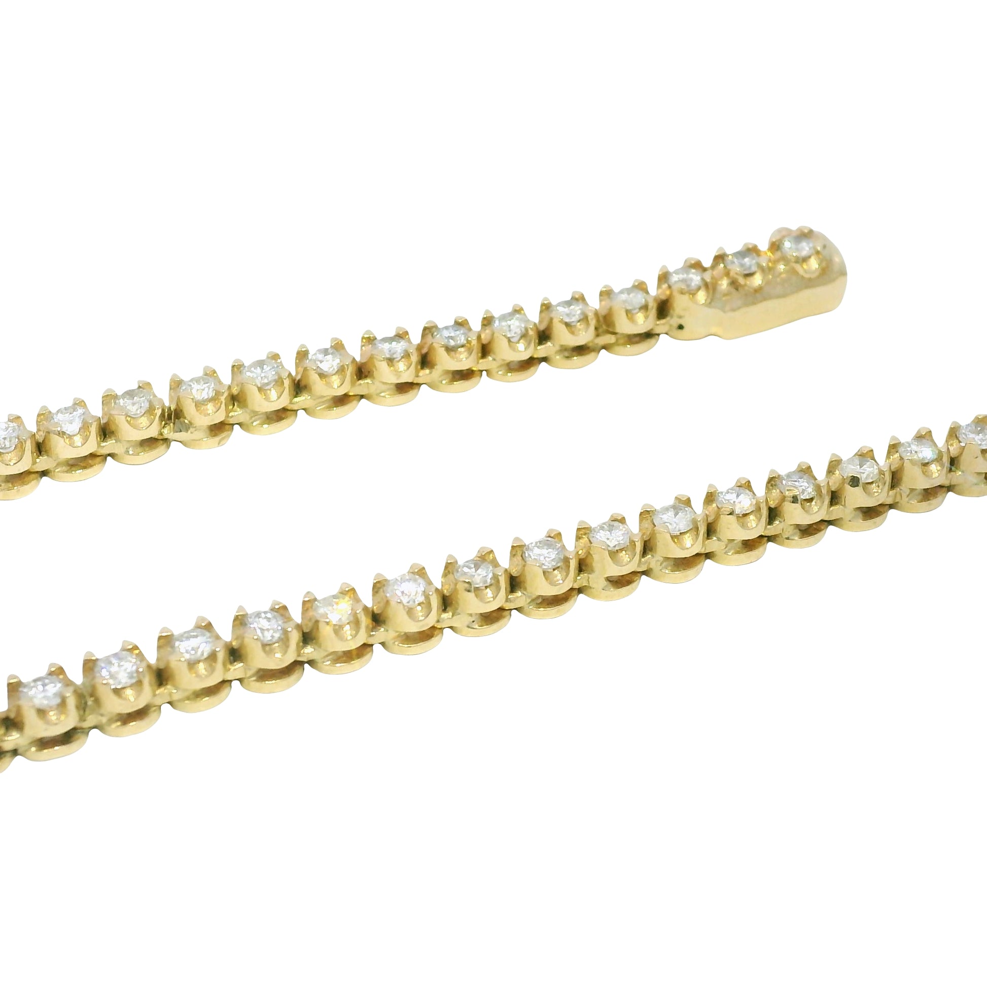 14k Yellow Gold Natural 4.95 Carat Round Brilliant Cut Diamond Tennis Necklace