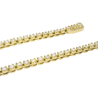 14k Yellow Gold Natural 4.95 Carat Round Brilliant Cut Diamond Tennis Necklace
