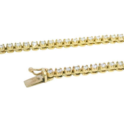 14k Yellow Gold Natural 4.95 Carat Round Brilliant Cut Diamond Tennis Necklace
