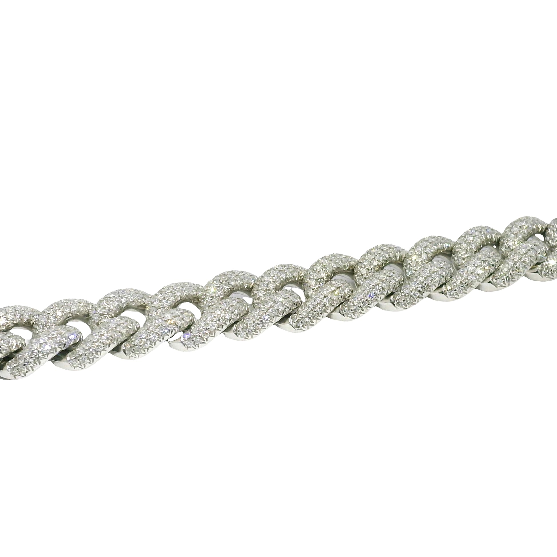 14k White Gold Natural Diamond Pave Cuban Link Necklace
