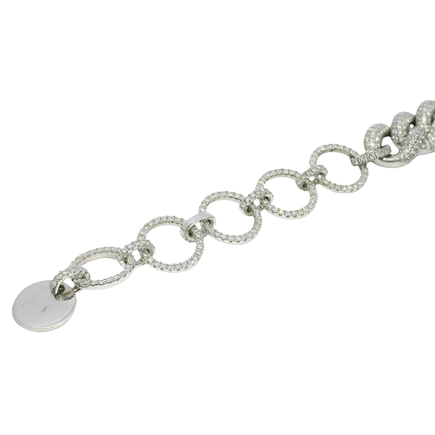 14k White Gold Natural Diamond Pave Cuban Link Necklace