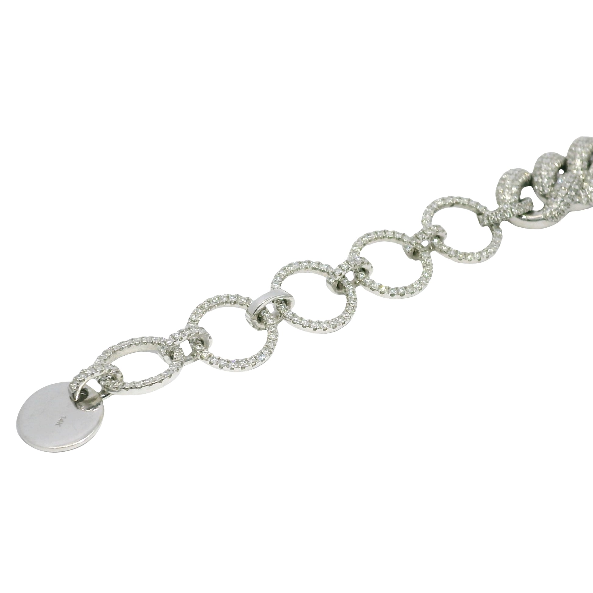 14k White Gold Natural Diamond Pave Cuban Link Necklace