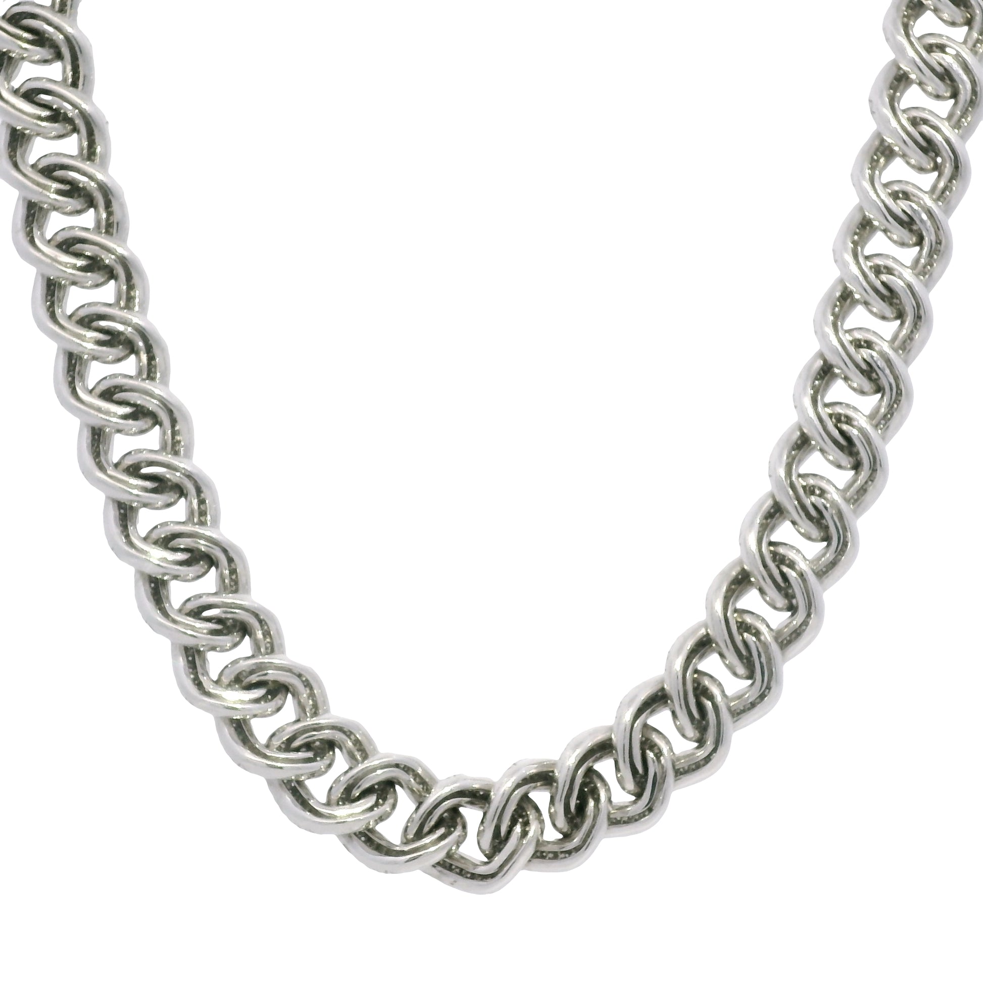 14k White Gold Natural Diamond Pave Cuban Link Necklace
