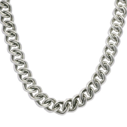 14k White Gold Natural Diamond Pave Cuban Link Necklace