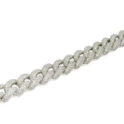 14k White Gold Natural Diamond Pave Cuban Link Necklace