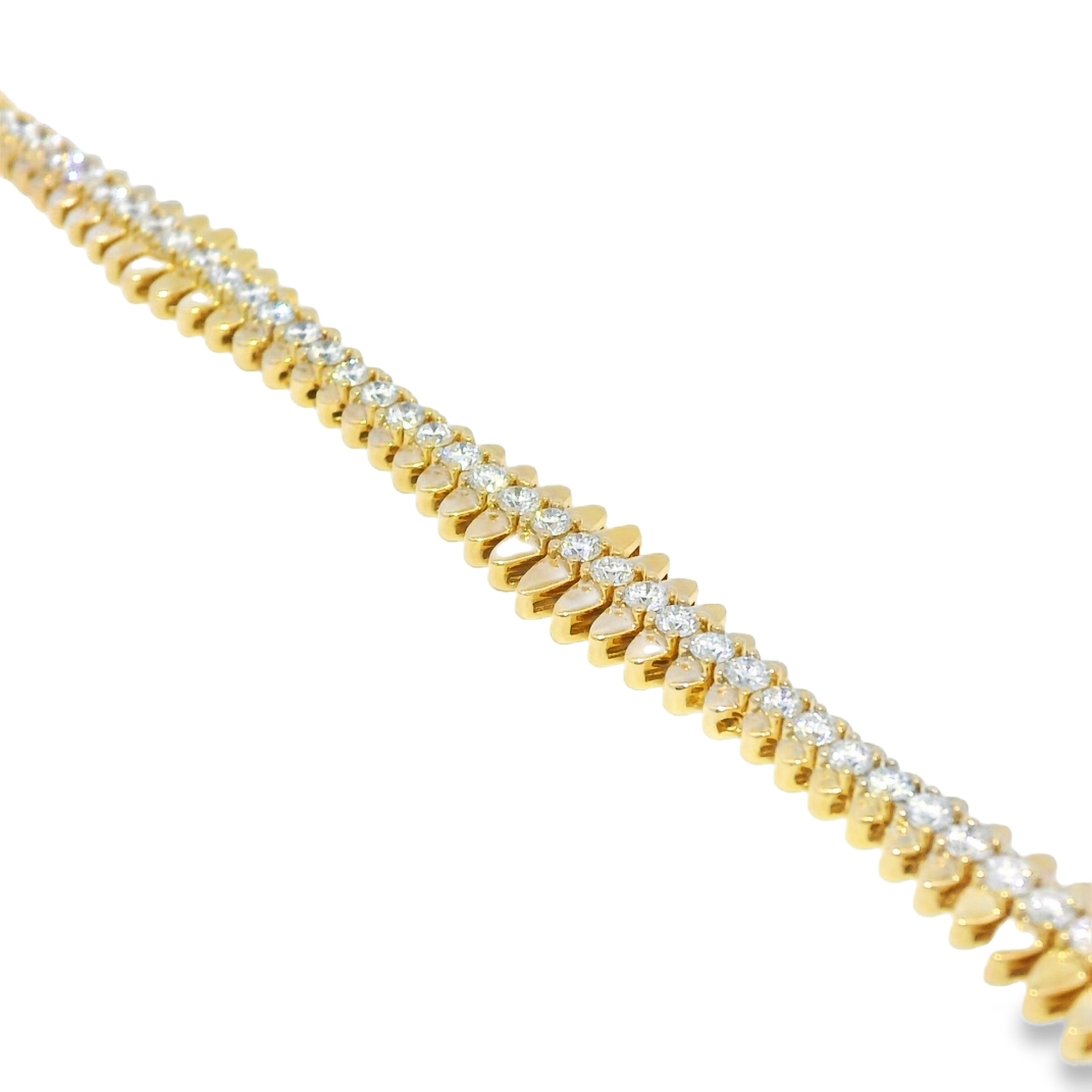 14k Yellow Gold Natural 2.12 Carat Diamond Spiked-Edge Bracelet