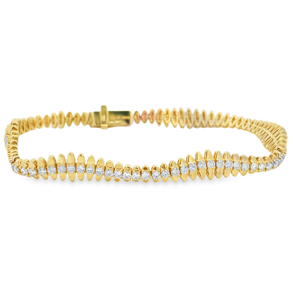 14k Yellow Gold Natural 2.12 Carat Diamond Spiked-Edge Bracelet — product photo 1