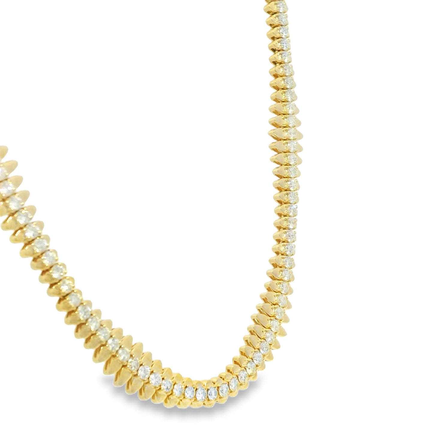 14k Yellow Gold Natural 5.04 Carat Diamond Spiked-Edge Necklace