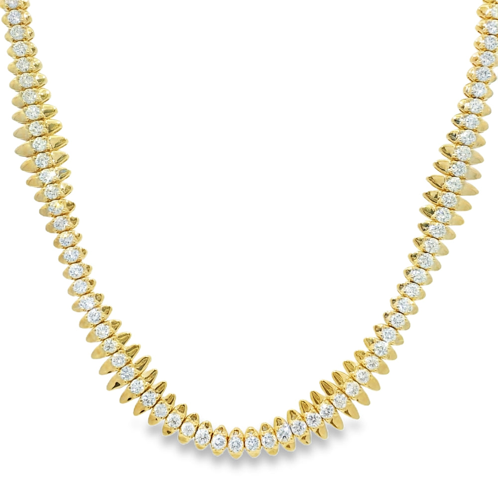 14k Yellow Gold Natural 5.04 Carat Diamond Spiked-Edge Necklace — product photo 1