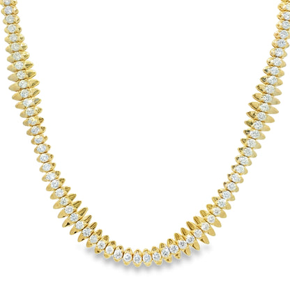 14k Yellow Gold Natural 5.04 Carat Diamond Spiked-Edge Necklace