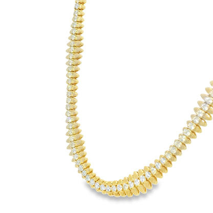 14k Yellow Gold Natural 5.04 Carat Diamond Spiked-Edge Necklace