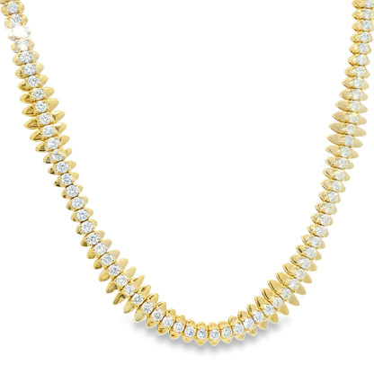 14k Yellow Gold Natural 5.04 Carat Diamond Spiked-Edge Necklace
