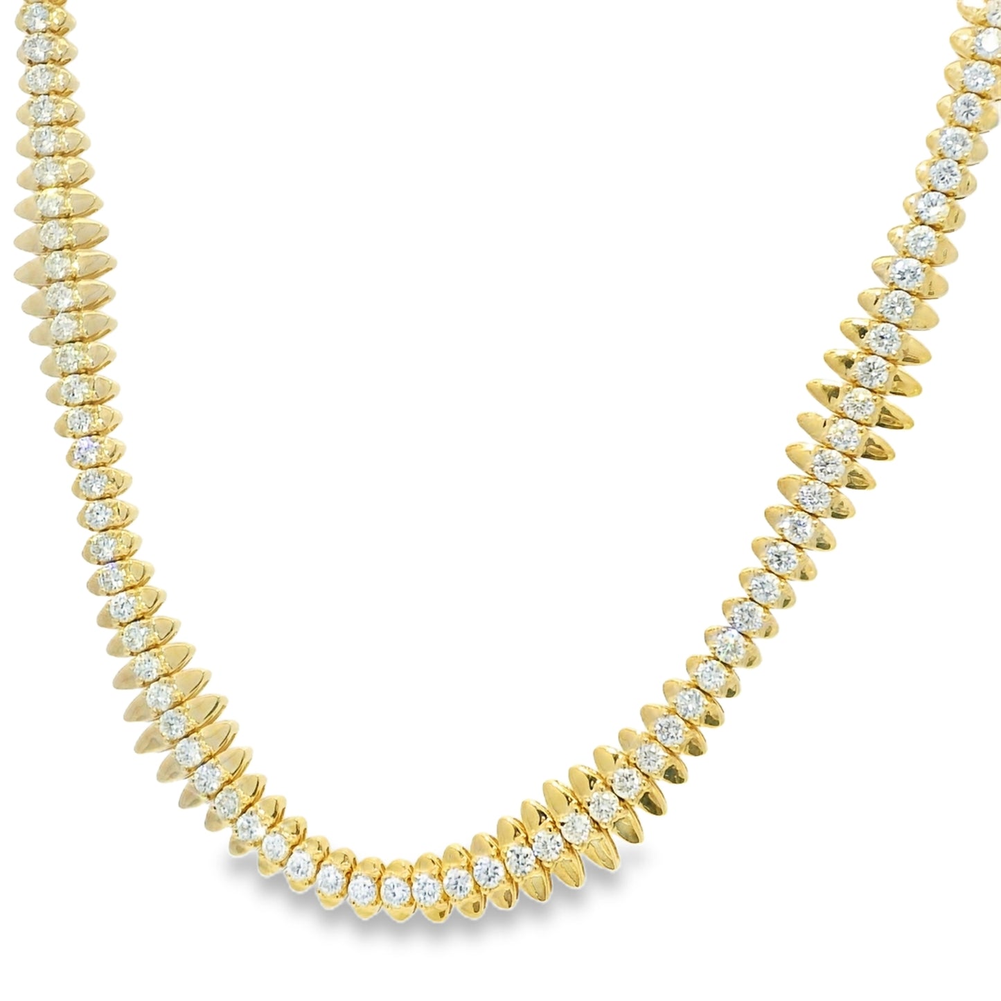 14k Yellow Gold Natural 5.04 Carat Diamond Spiked-Edge Necklace