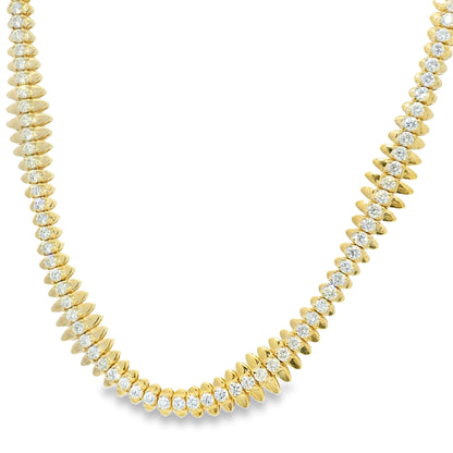 14k Yellow Gold Natural 5.04 Carat Diamond Spiked-Edge Necklace