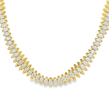 14k Yellow Gold Natural 5.04 Carat Diamond Spiked-Edge Necklace