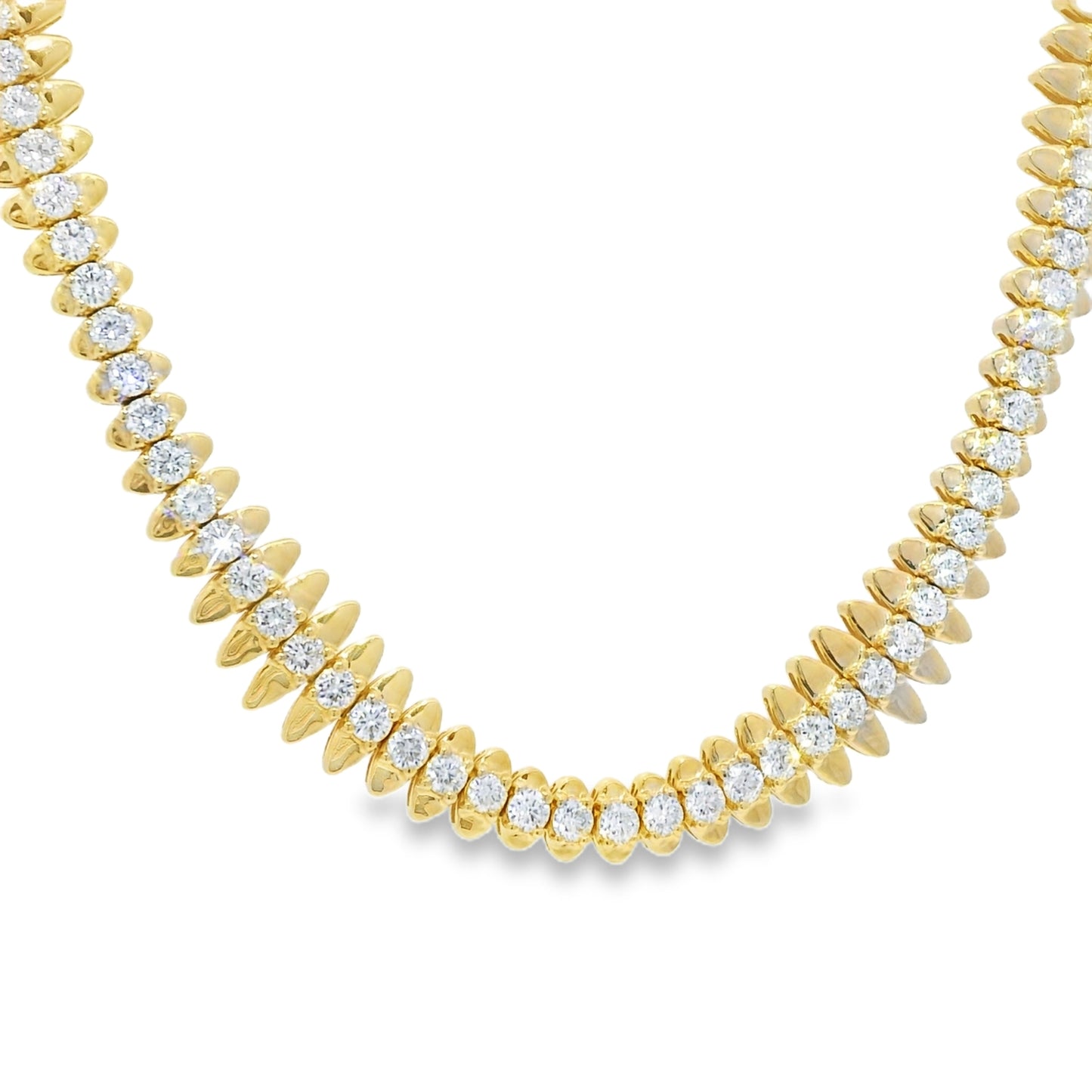 14k Yellow Gold Natural 5.04 Carat Diamond Spiked-Edge Necklace