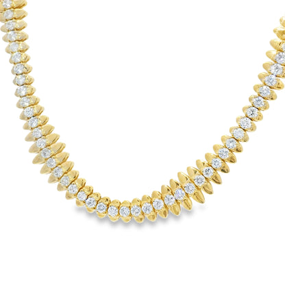 14k Yellow Gold Natural 5.04 Carat Diamond Spiked-Edge Necklace