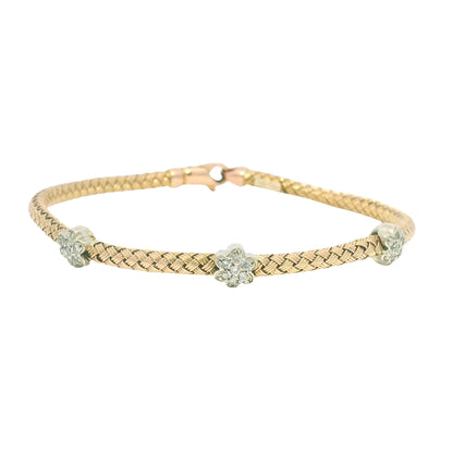 14k Rose Gold Natural Diamond Flower Flexible Bracelet