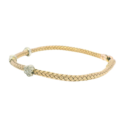 14k Rose Gold Natural Diamond Flower Flexible Bracelet
