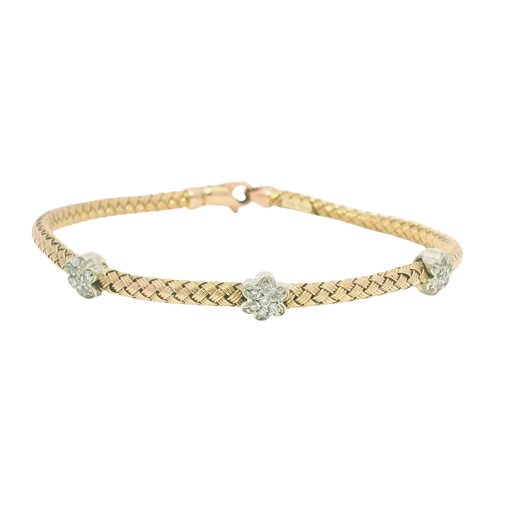 14k Rose Gold Natural Diamond Flower Flexible Bracelet — product photo 2