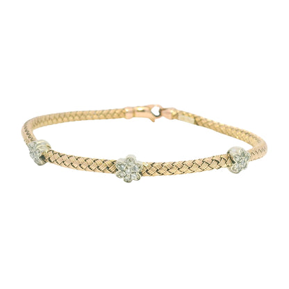 14k Rose Gold Natural Diamond Flower Flexible Bracelet