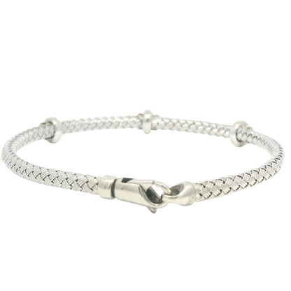 14k White Gold Natural Diamond Flower Flexible Bracelet