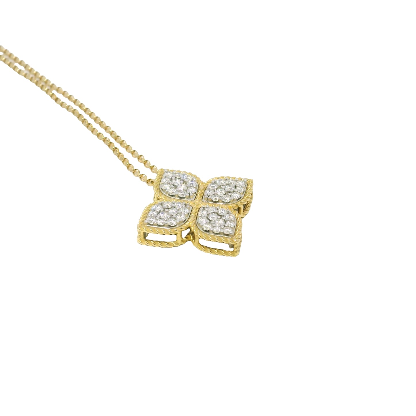 Roberto Coin 18k Yellow Gold Princess Flower Diamond Pendant Necklace