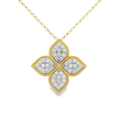 Roberto Coin 18k Yellow Gold Princess Flower Diamond Pendant Necklace