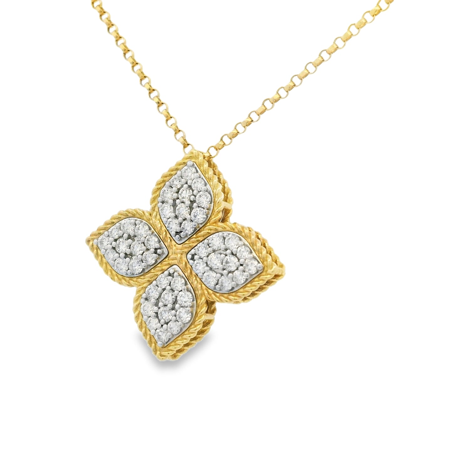 Roberto Coin 18k Yellow Gold Princess Flower Diamond Pendant Necklace