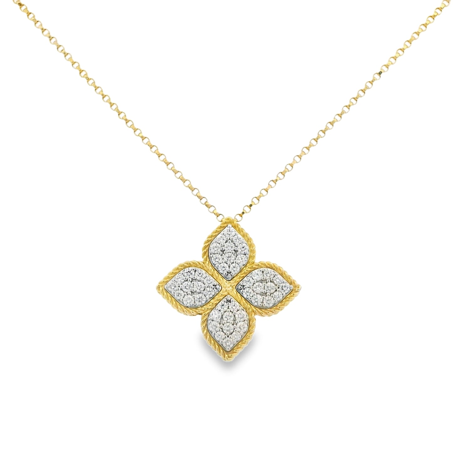 Roberto Coin 18k Yellow Gold Princess Flower Diamond Pendant Necklace