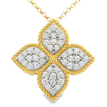 Roberto Coin 18k Yellow Gold Princess Flower Diamond Pendant Necklace