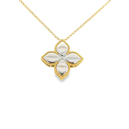 Roberto Coin 18k Yellow Gold Princess Flower Diamond Pendant Necklace