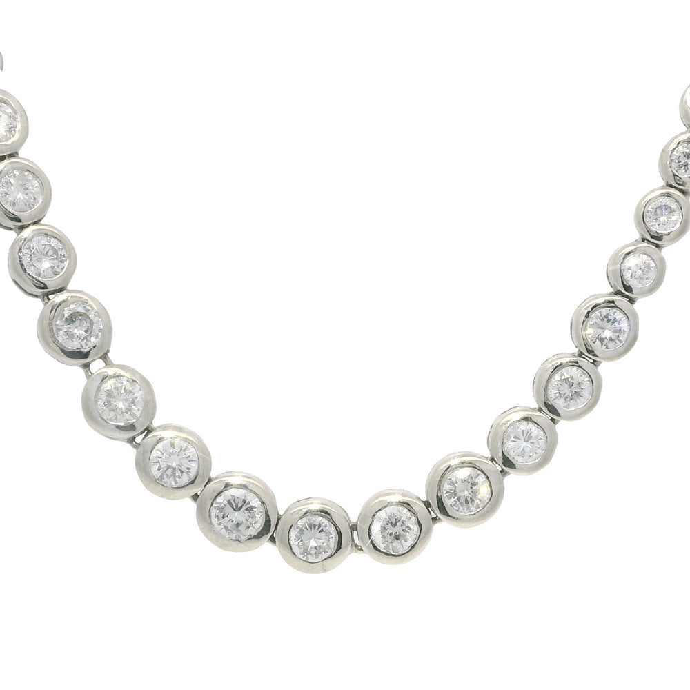 14k White Gold Natural 6.60 Carat Diamond Bezel Set Graduated Tennis Necklace — product photo 1