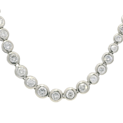 14k White Gold Natural 6.60 Carat Diamond Bezel Set Graduated Tennis Necklace