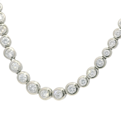 14k White Gold Natural 6.60 Carat Diamond Bezel Set Graduated Tennis Necklace