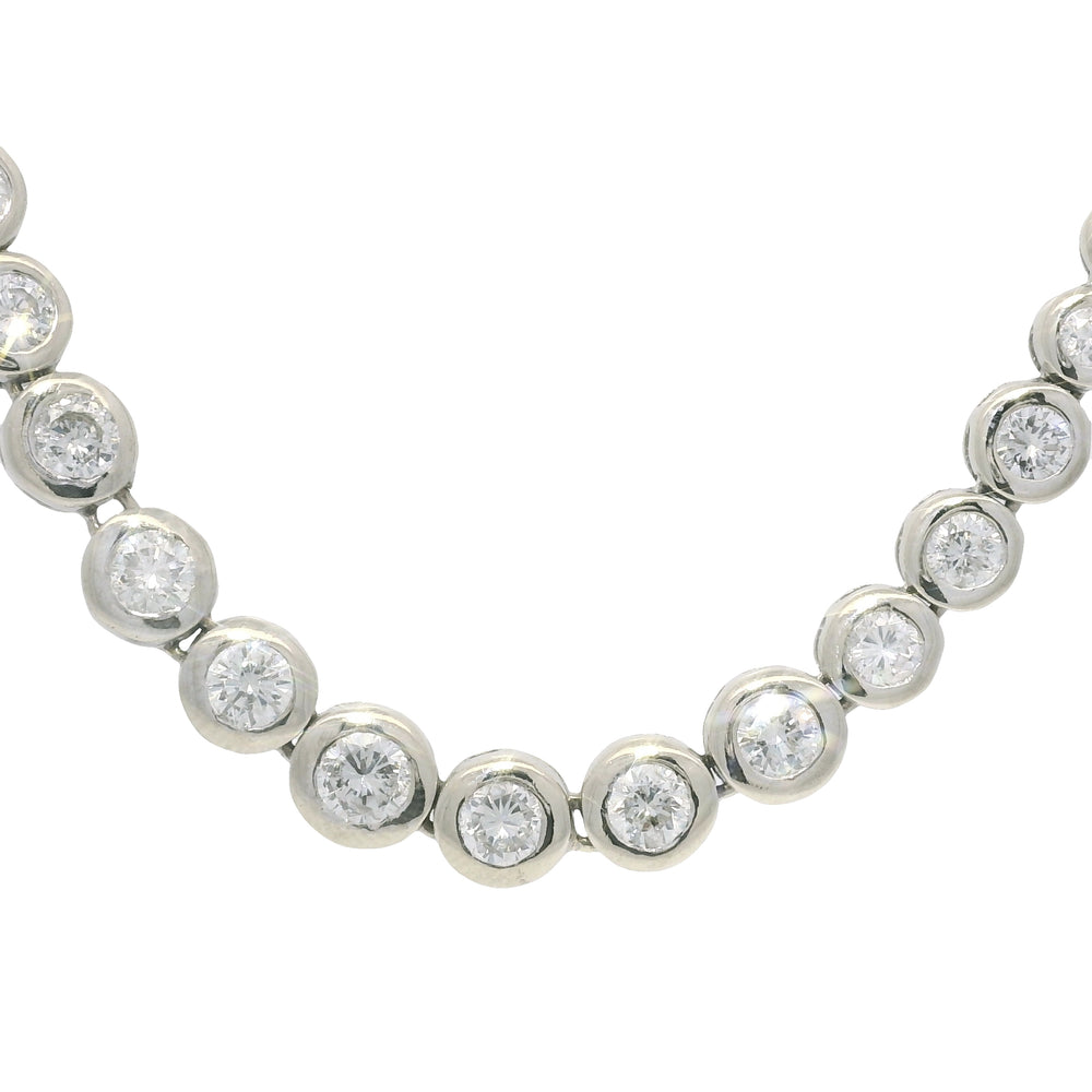 14k White Gold Natural 6.60 Carat Diamond Bezel Set Graduated Tennis Necklace — product photo 2