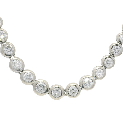 14k White Gold Natural 6.60 Carat Diamond Bezel Set Graduated Tennis Necklace