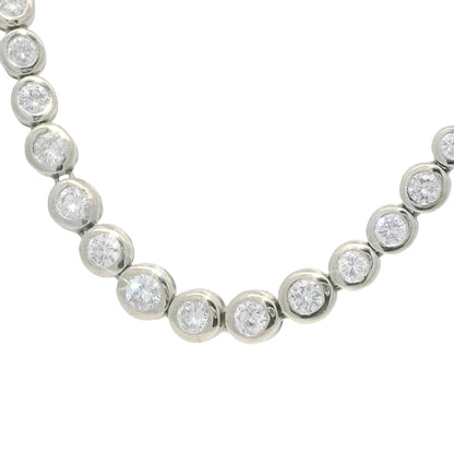 14k White Gold Natural 6.60 Carat Diamond Bezel Set Graduated Tennis Necklace