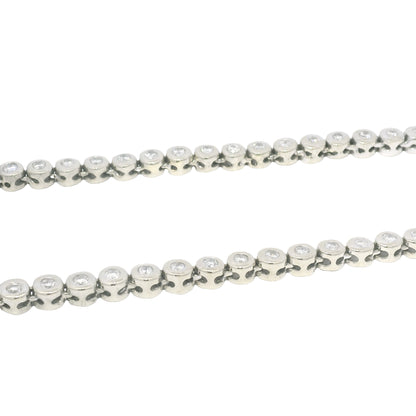 14k White Gold Natural 6.60 Carat Diamond Bezel Set Graduated Tennis Necklace
