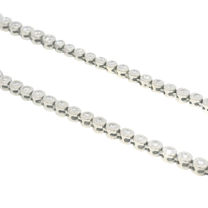 14k White Gold Natural 6.60 Carat Diamond Bezel Set Graduated Tennis Necklace