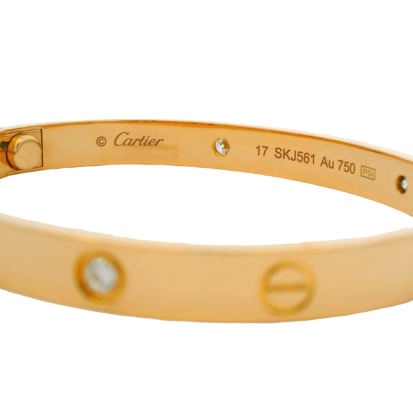 Cartier LOVE 18K Rose Gold Classic Model 4 Diamond Size 17 Bangle Bracelet