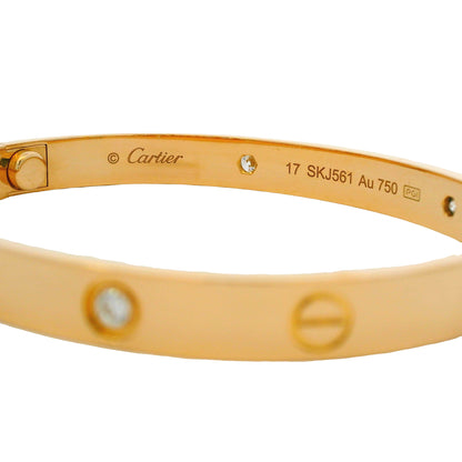 Cartier LOVE 18K Rose Gold Classic Model 4 Diamond Size 17 Bangle Bracelet