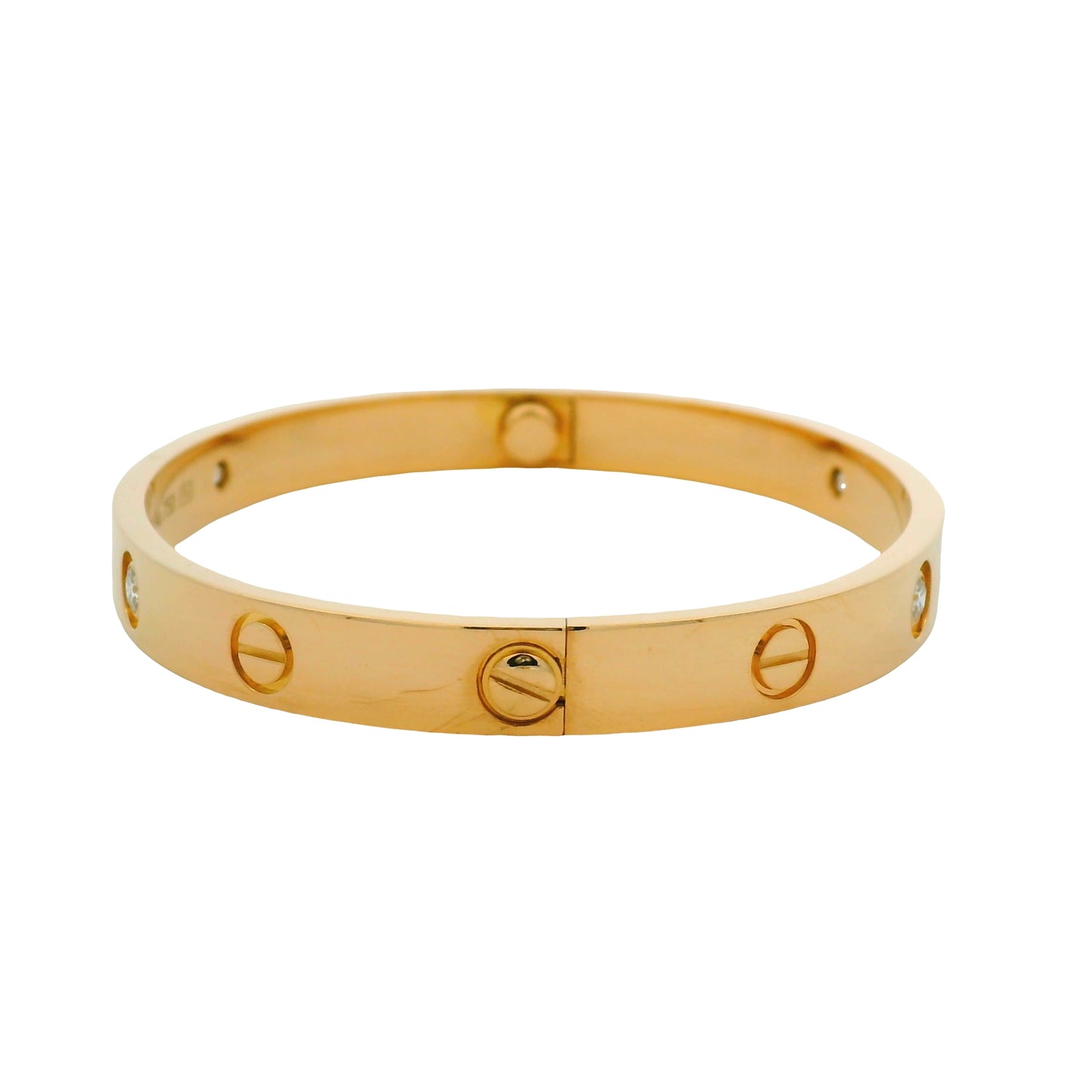 Cartier LOVE 18K Rose Gold Classic Model 4 Diamond Size 17 Bangle Bracelet
