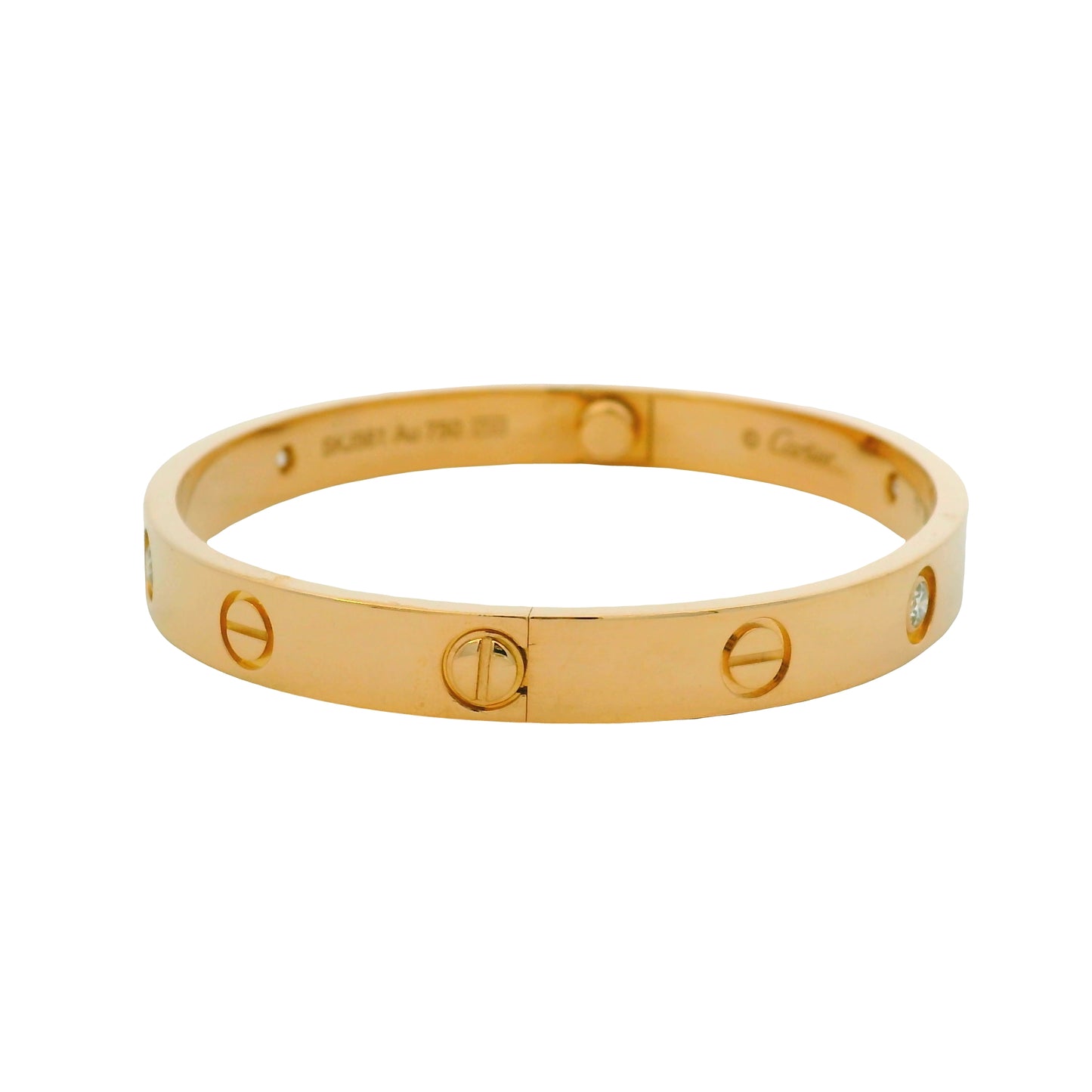 Cartier LOVE 18K Rose Gold Classic Model 4 Diamond Size 17 Bangle Bracelet