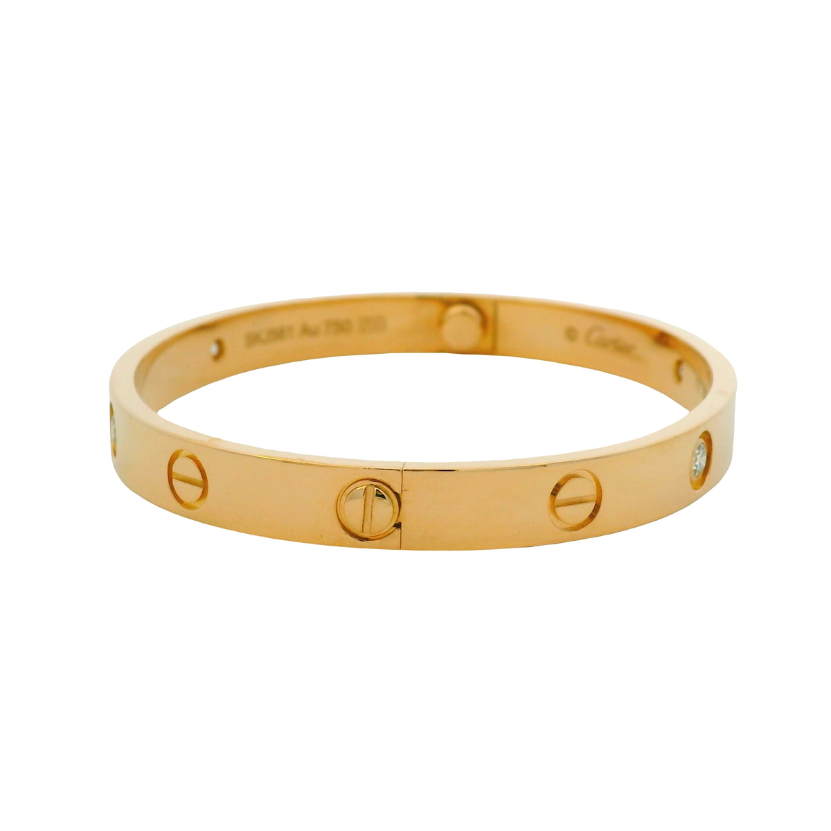 Cartier LOVE 18K Rose Gold Classic Model 4 Diamond Size 17 Bangle Bracelet — product photo 5