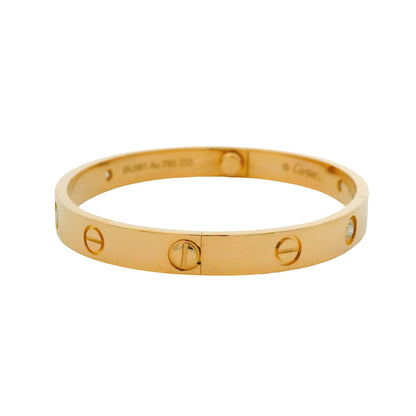 Cartier LOVE 18K Rose Gold Classic Model 4 Diamond Size 17 Bangle Bracelet