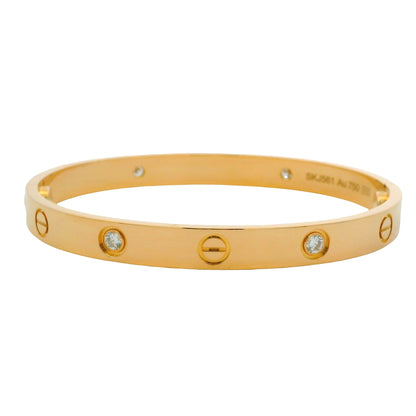 Cartier LOVE 18K Rose Gold Classic Model 4 Diamond Size 17 Bangle Bracelet