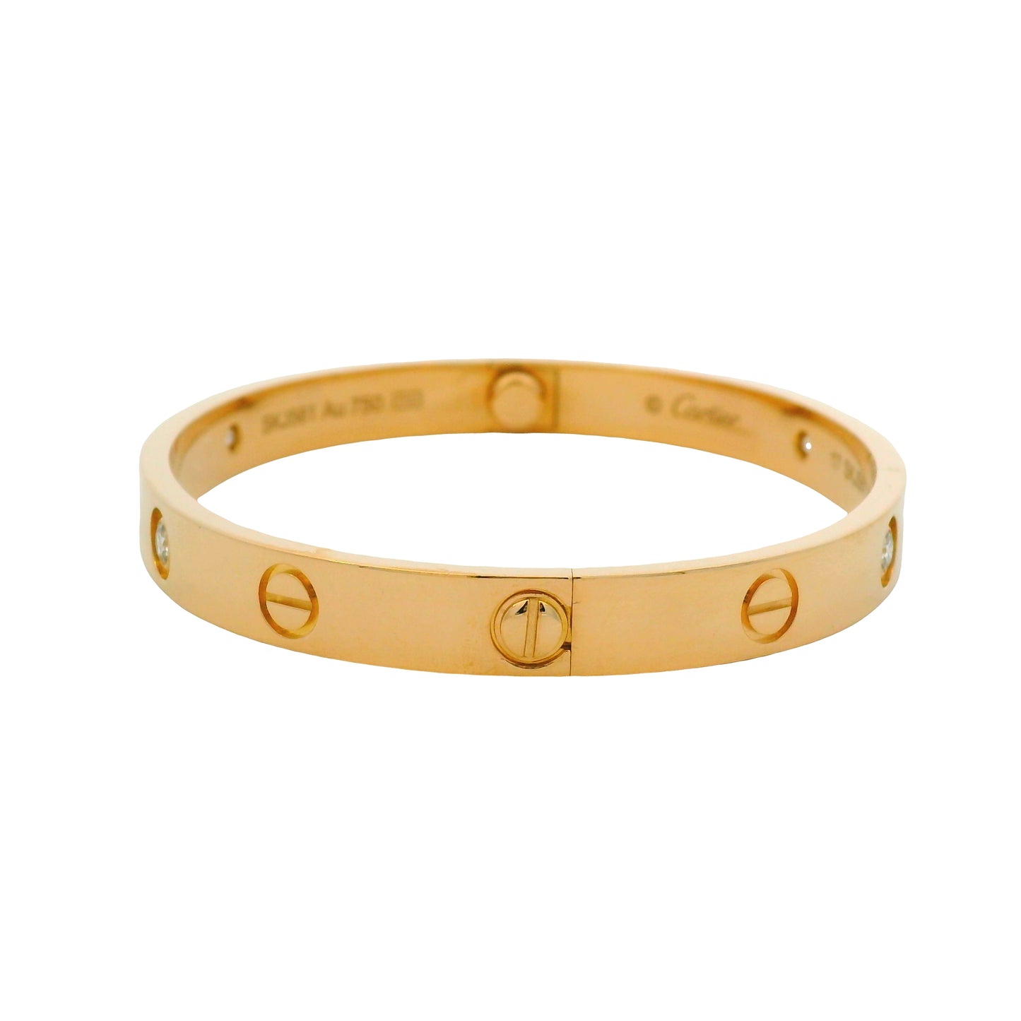 Cartier LOVE 18K Rose Gold Classic Model 4 Diamond Size 17 Bangle Bracelet