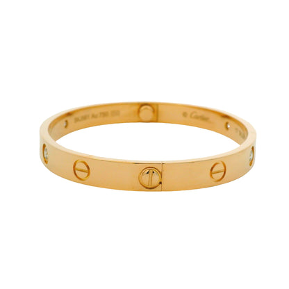 Cartier LOVE 18K Rose Gold Classic Model 4 Diamond Size 17 Bangle Bracelet