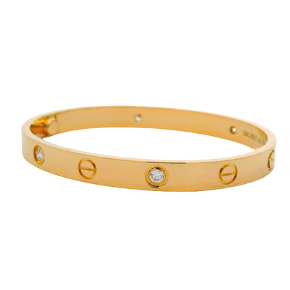 Cartier LOVE 18K Rose Gold Classic Model 4 Diamond Size 17 Bangle Bracelet